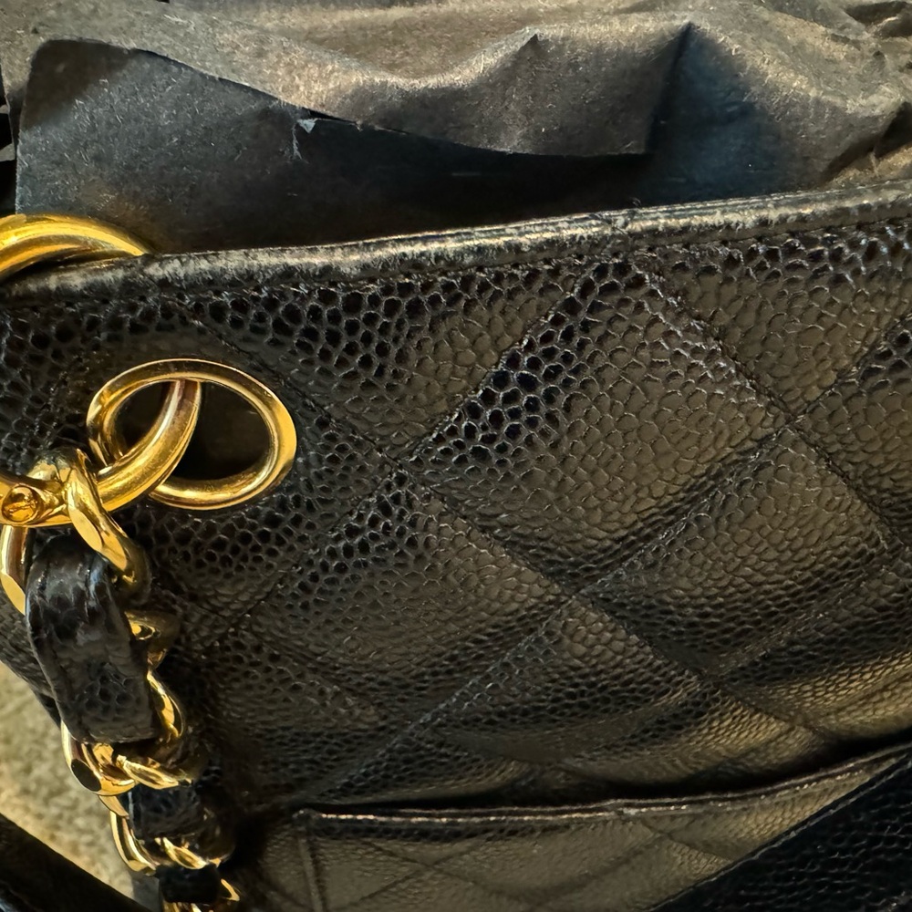 Chanel Black Quilted Caviar Timeless Classic Petit Shopping Tote - Picture 11 of 16